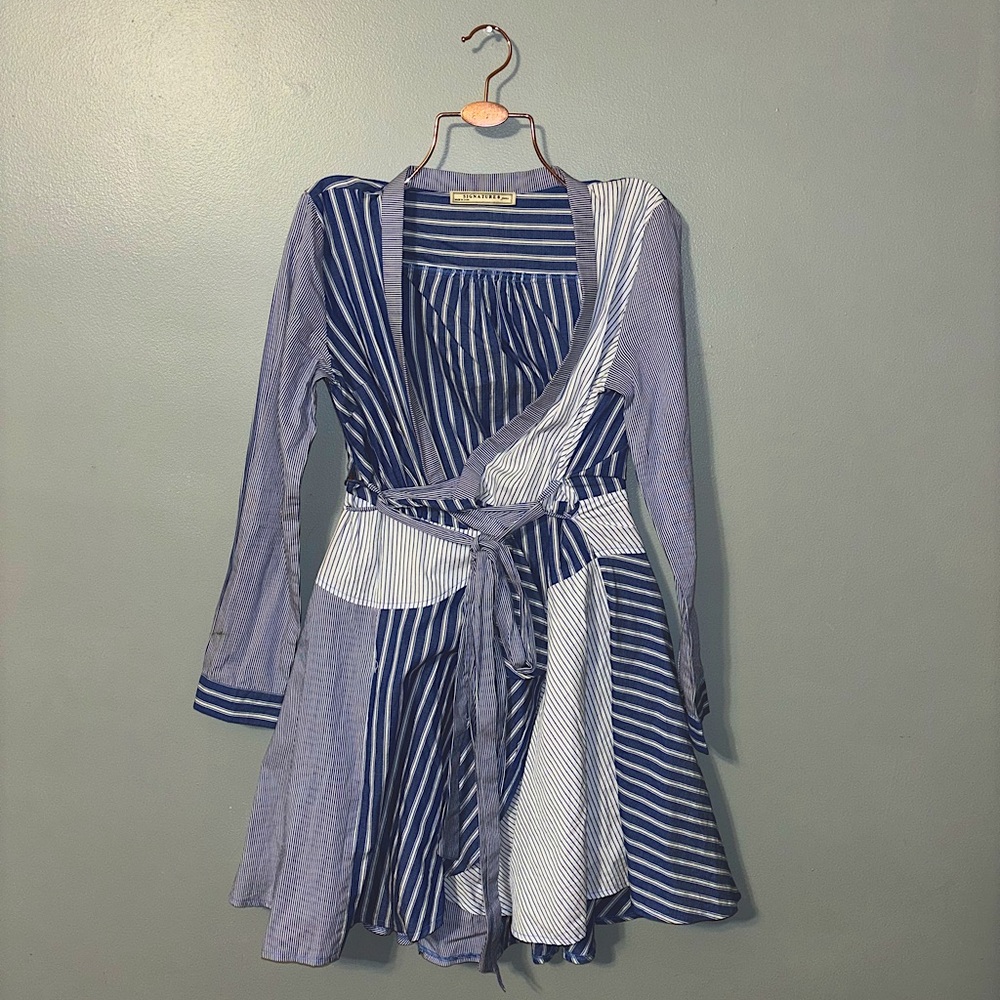 Blue Pin Striped Flow Dress